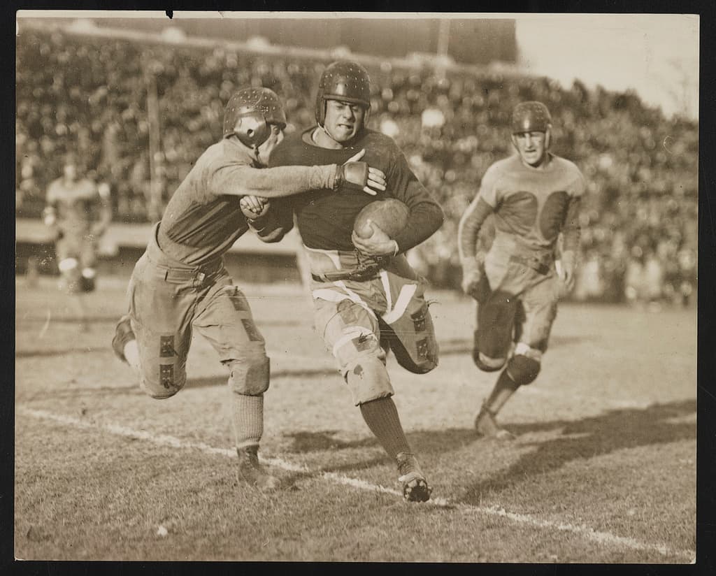 Vintage college football action